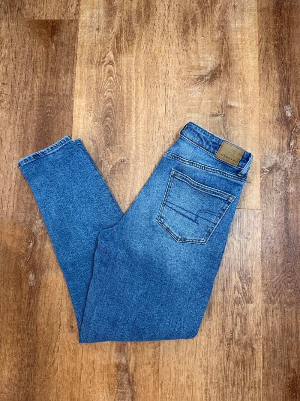 American Eagle Outfitters Womens Mom Jeans Straight Jeans - Blue Denim Size 2